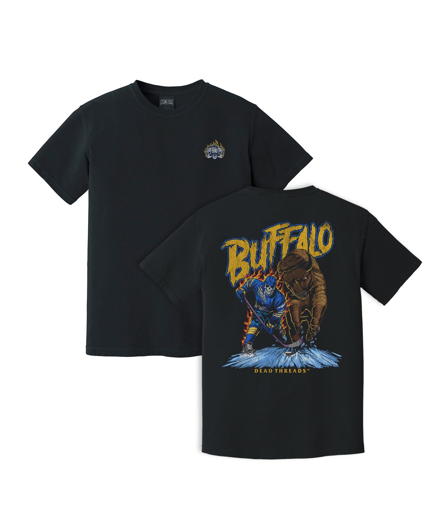 BUFFALO HOCKEY - “3 SKULL” PREMIUM T - SHIRT – T-Shirt – Dead Threads Apparel