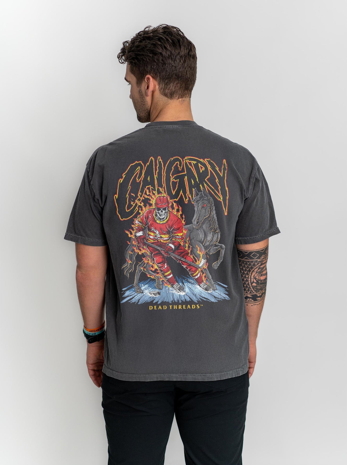 CALGARY HOCKEY - “3 SKULL” PREMIUM T - SHIRT – T-Shirt – Dead Threads Apparel