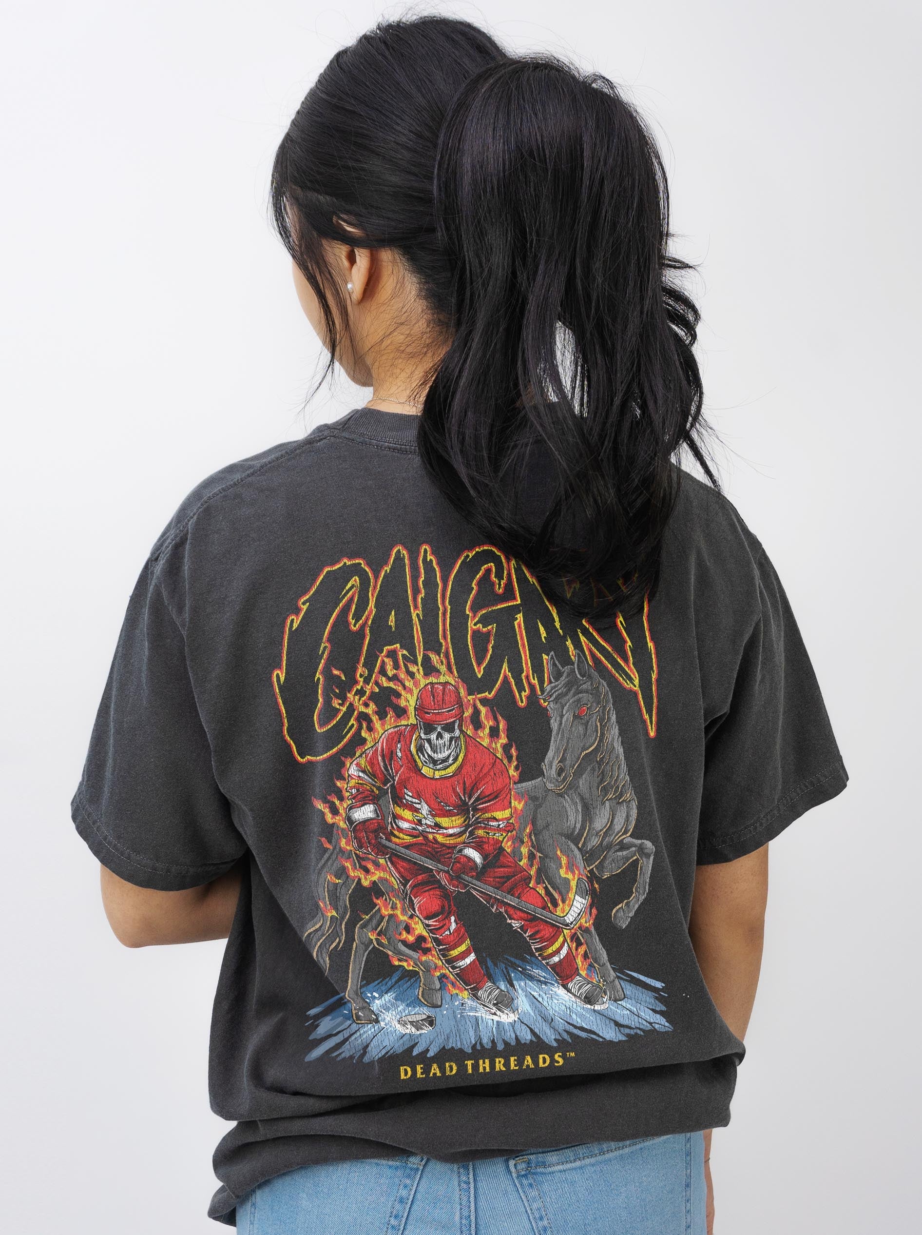 CALGARY HOCKEY - “3 SKULL” PREMIUM T - SHIRT – T-Shirt – Dead Threads Apparel