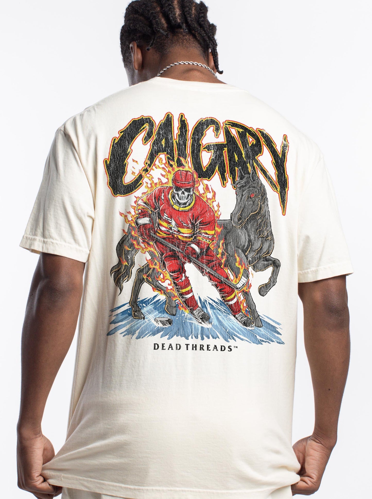 CALGARY HOCKEY - “3 SKULL” PREMIUM T - SHIRT – T-Shirt – Dead Threads Apparel