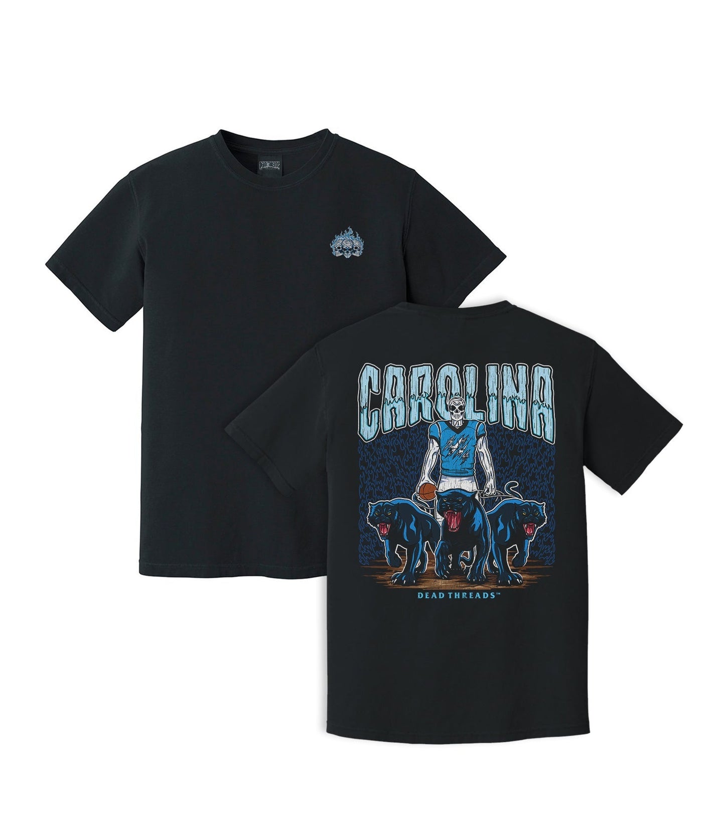 CAROLINA FOOTBALL - “3 SKULL” PREMIUM T - SHIRT – T-Shirt – Dead Threads Apparel