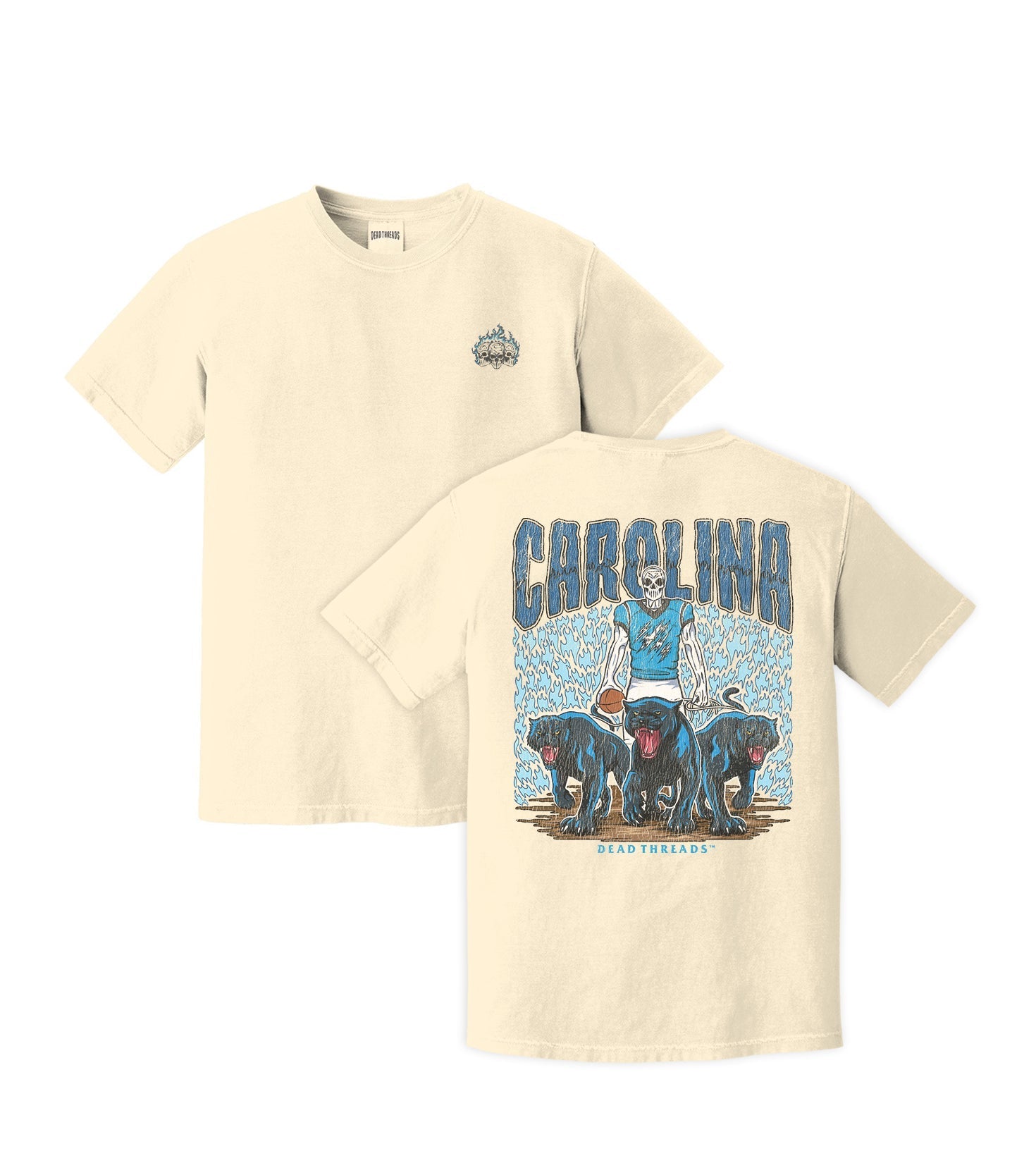 CAROLINA FOOTBALL - “3 SKULL” PREMIUM T - SHIRT – T-Shirt – Dead Threads Apparel