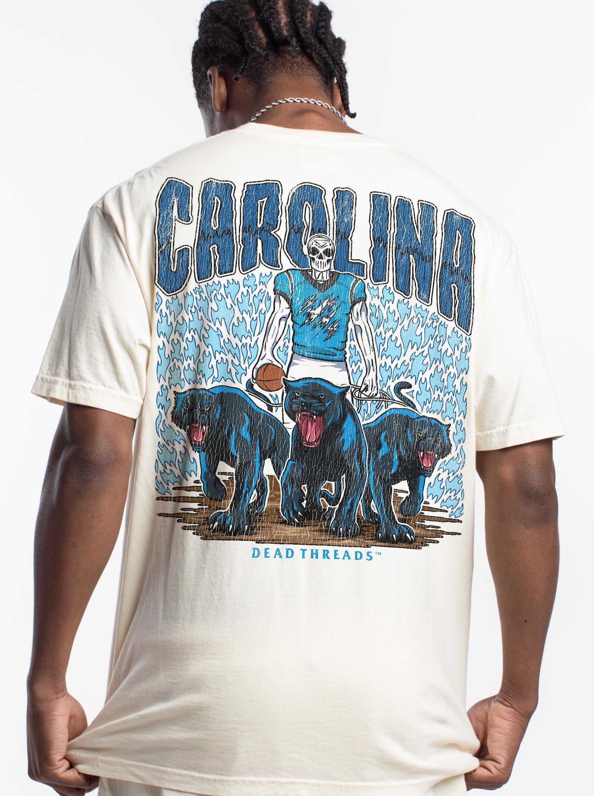CAROLINA FOOTBALL - “3 SKULL” PREMIUM T - SHIRT – T-Shirt – Dead Threads Apparel