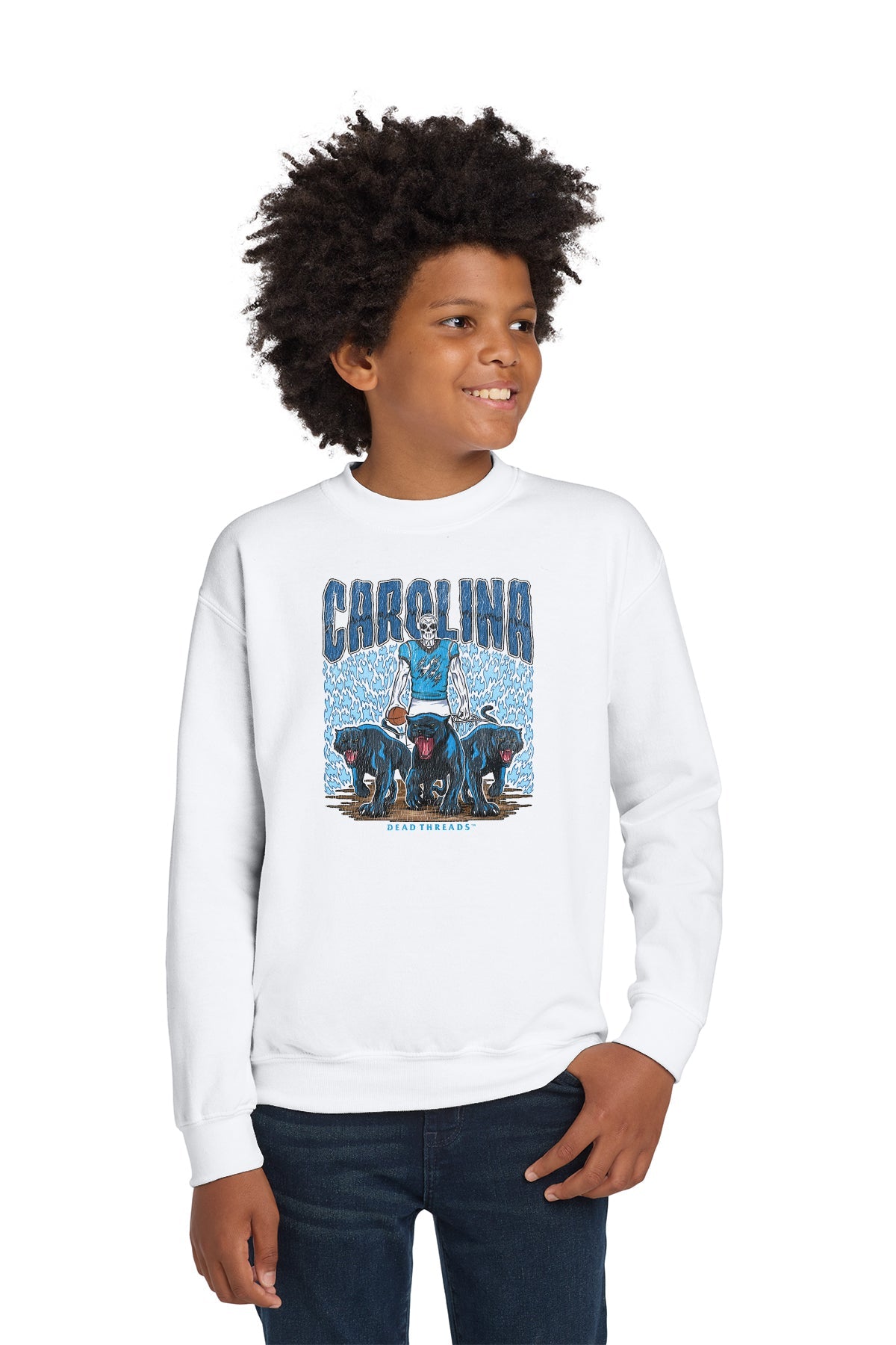 CAROLINA FOOTBALL KIDS CREWNECK SWEATSHIRT – Kids clothes – Dead Threads Apparel