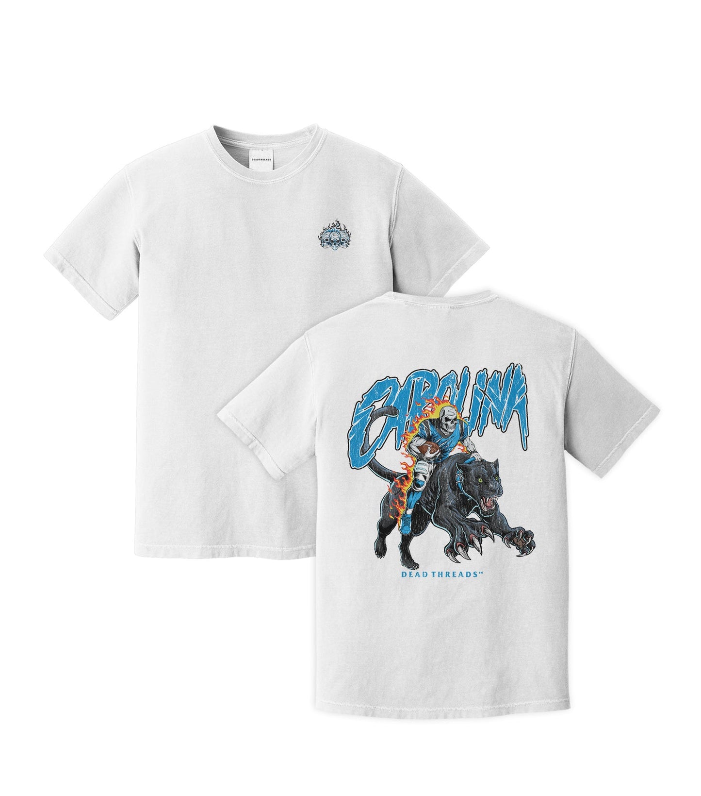 CAROLINA FOOTBALL v2 - "3 SKULL" PREMIUM T - SHIRT – T-Shirt – Dead Threads Apparel