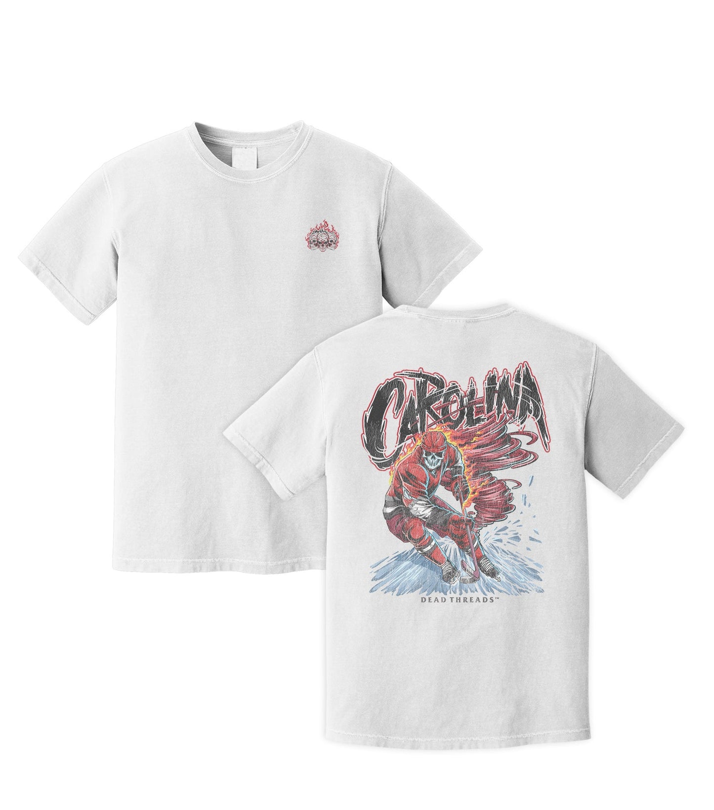 CAROLINA HOCKEY - “3 SKULL” PREMIUM T - SHIRT – T-Shirt – Dead Threads Apparel