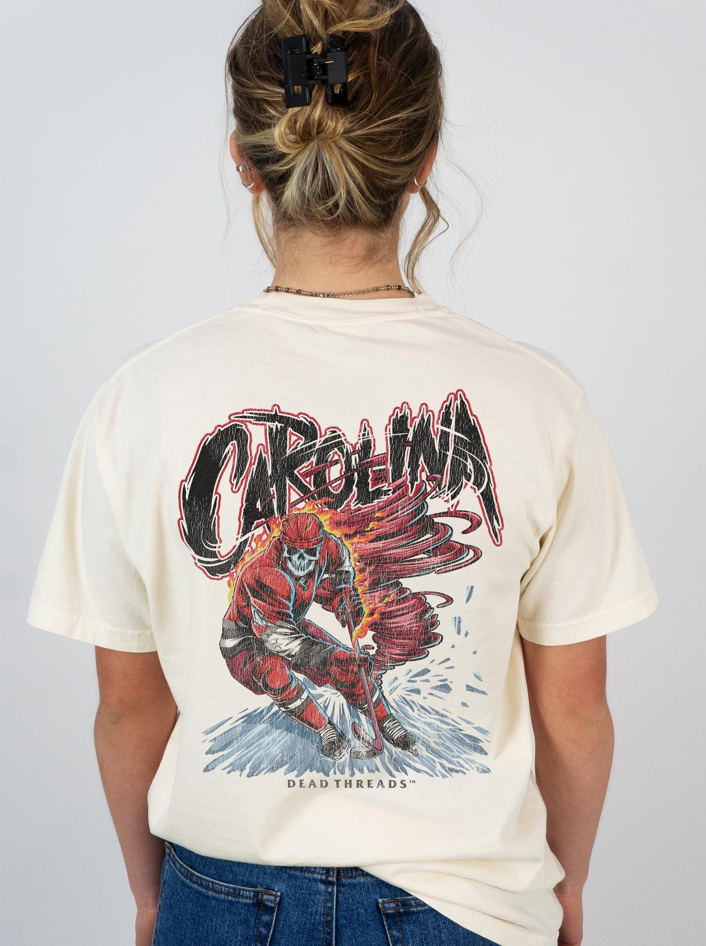 CAROLINA HOCKEY - “3 SKULL” PREMIUM T - SHIRT – T-Shirt – Dead Threads Apparel