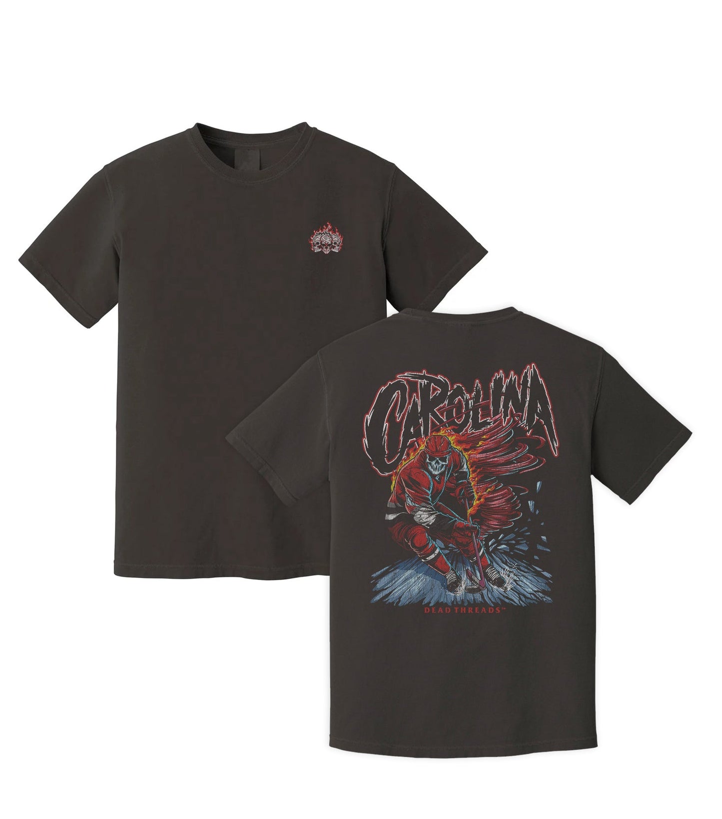 CAROLINA HOCKEY - “3 SKULL” PREMIUM T - SHIRT – T-Shirt – Dead Threads Apparel