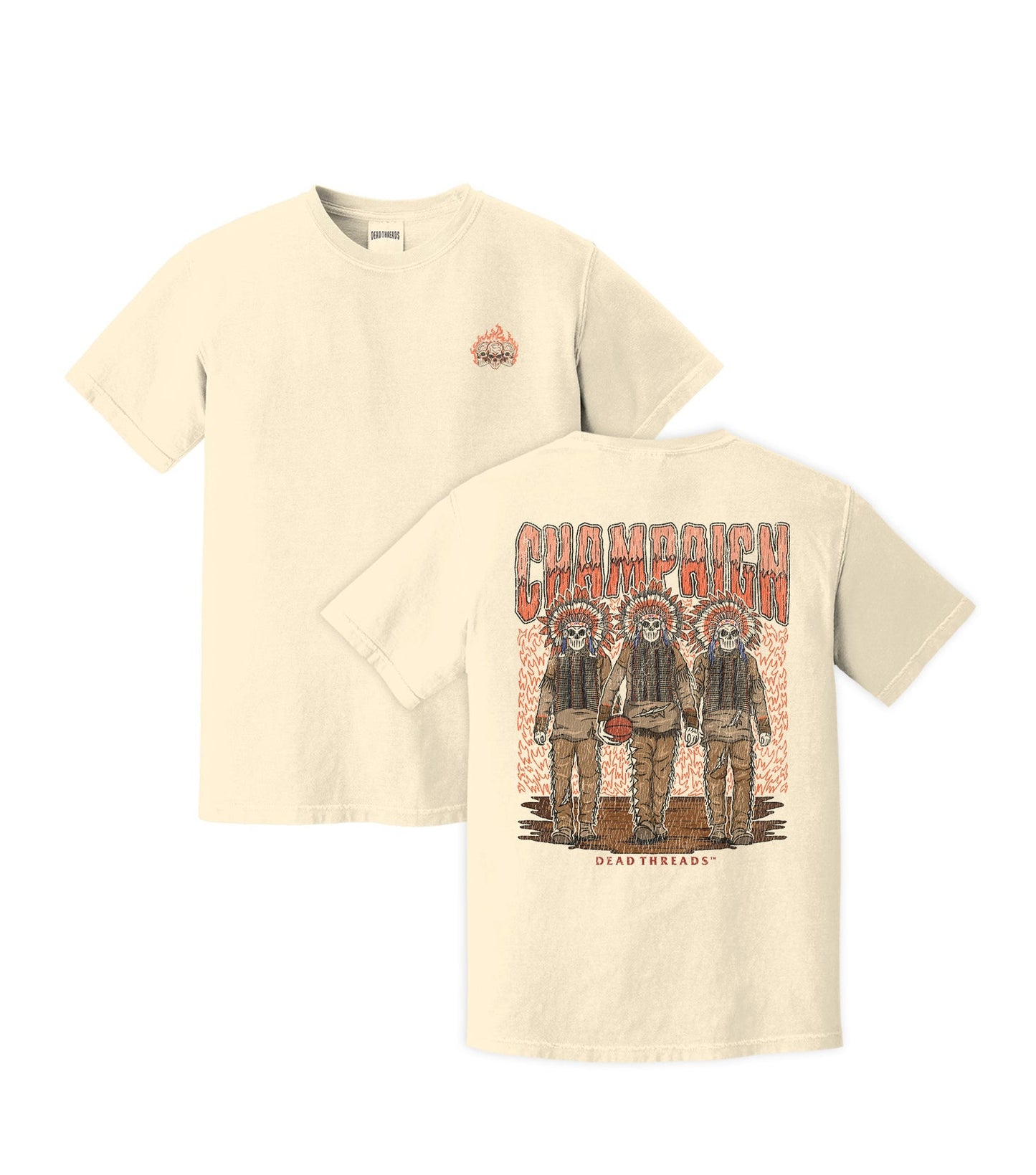 CHAMPAIGN BASKETBALL - “3 SKULL” PREMIUM T - SHIRT – T-Shirt – Dead Threads Apparel