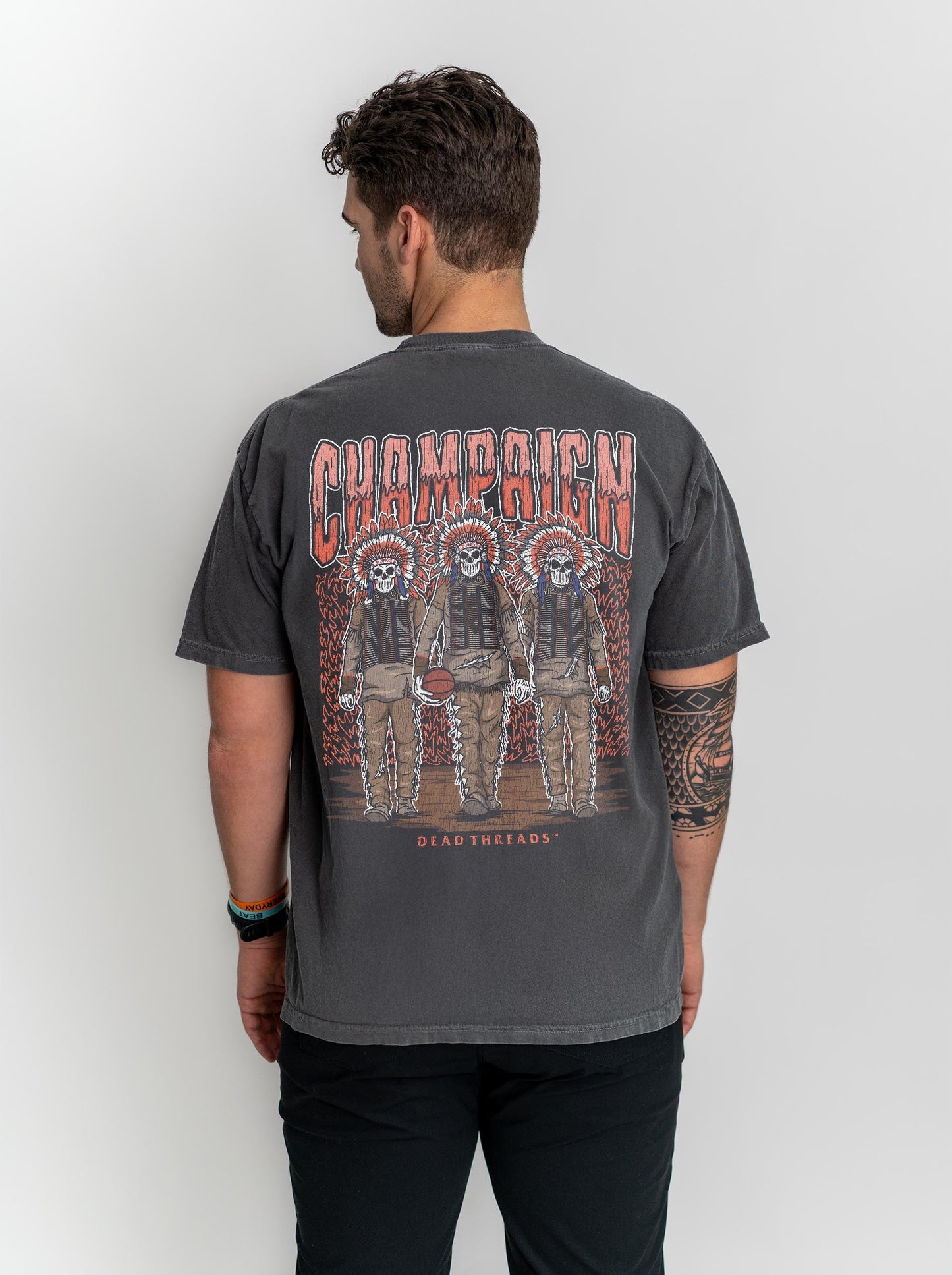 CHAMPAIGN BASKETBALL - “3 SKULL” PREMIUM T - SHIRT – T-Shirt – Dead Threads Apparel