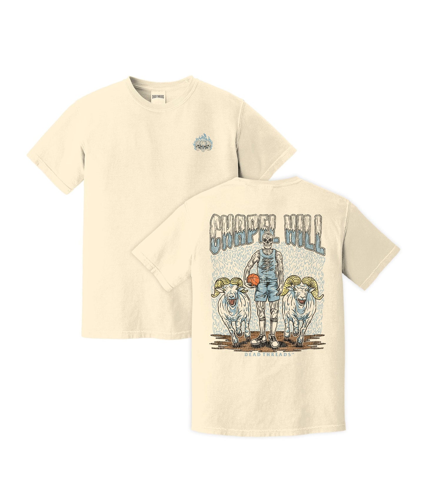 CHAPEL HILL BASKETBALL - “3 SKULL” PREMIUM T - SHIRT – T-Shirt – Dead Threads Apparel