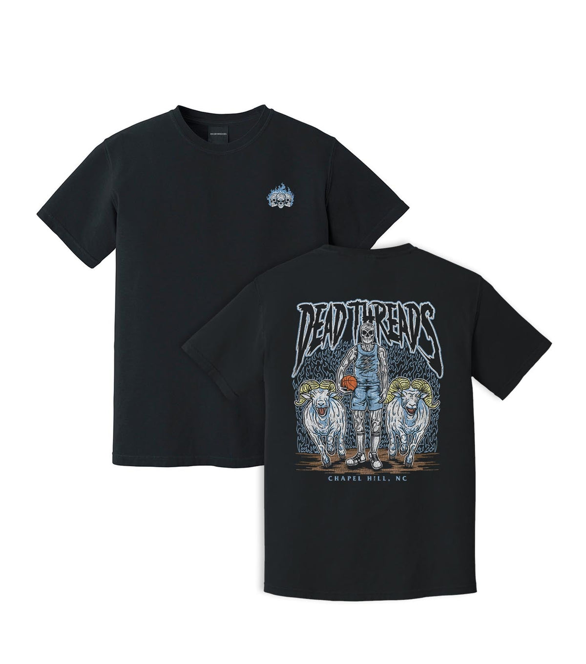 CHAPEL HILL BASKETBALL - “3 SKULL” PREMIUM T-SHIRT – T-Shirt – Dead Threads Apparel