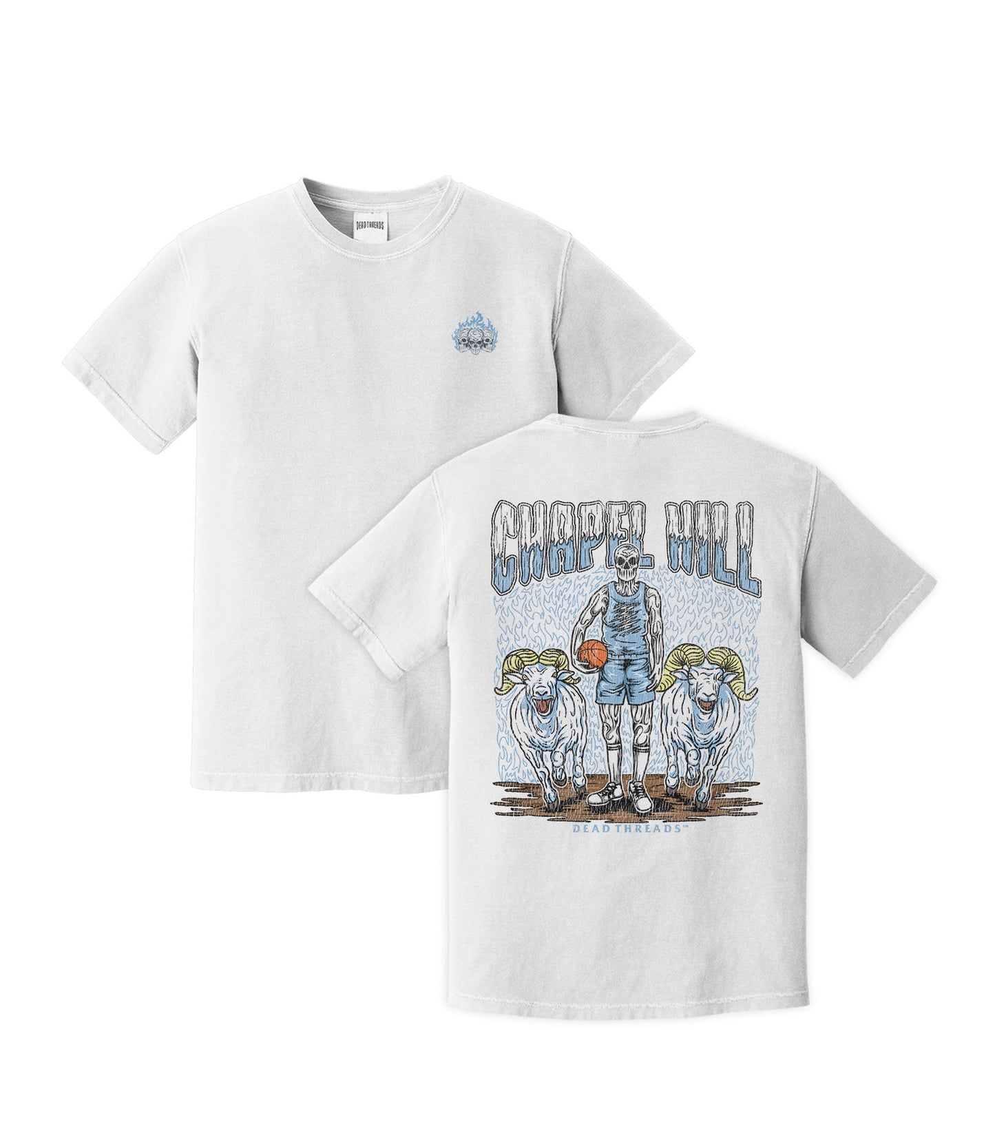 CHAPEL HILL BASKETBALL - “3 SKULL” PREMIUM T - SHIRT – T-Shirt – Dead Threads Apparel