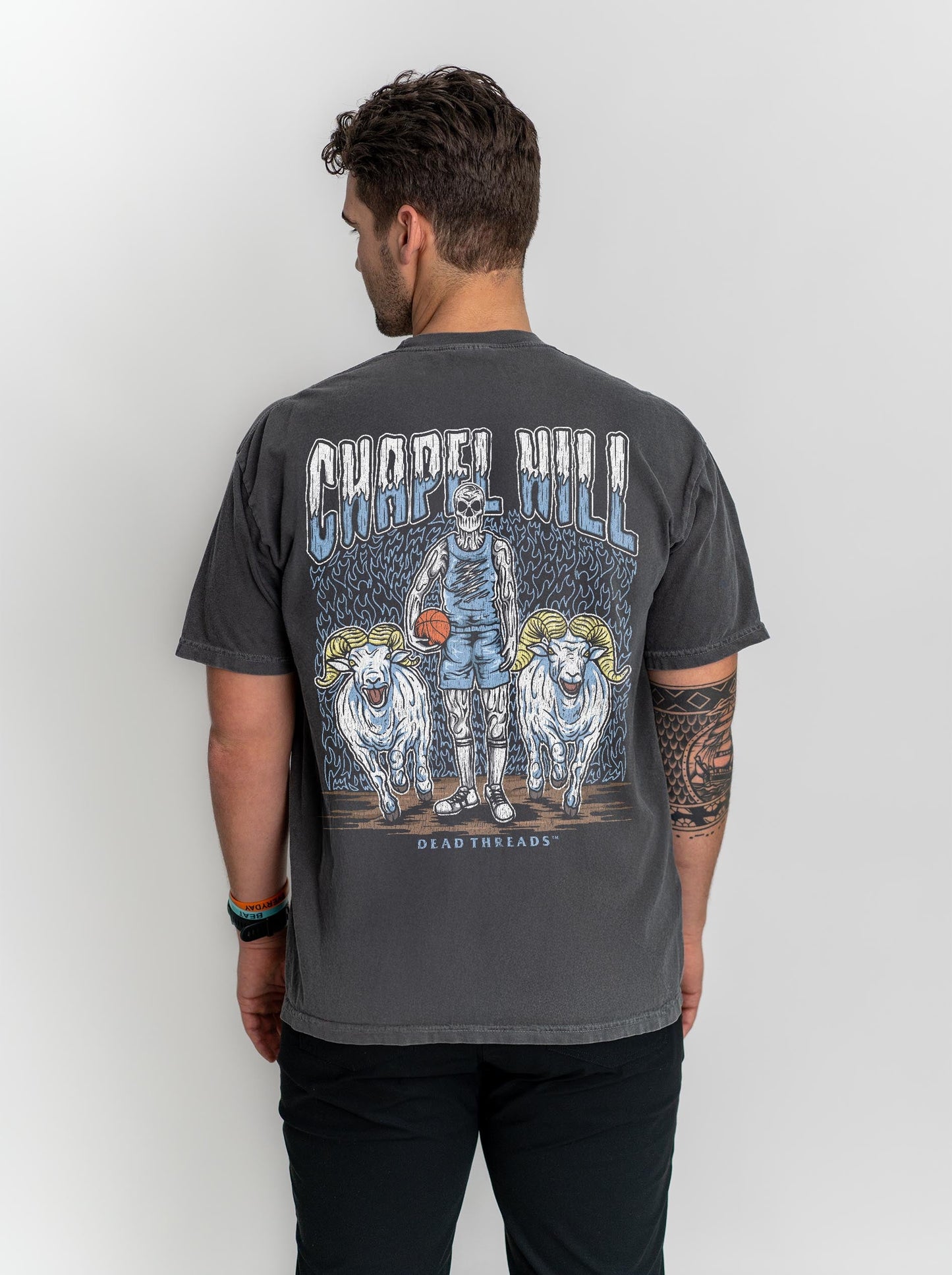 CHAPEL HILL BASKETBALL - “3 SKULL” PREMIUM T - SHIRT – T-Shirt – Dead Threads Apparel