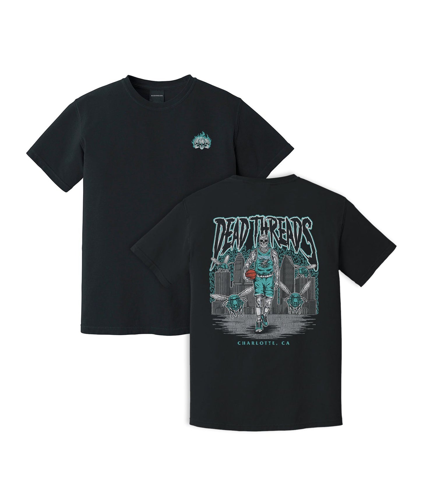 CHARLOTTE BASKETBALL - “3 SKULL” PREMIUM T-SHIRT – T-Shirt – Dead Threads Apparel