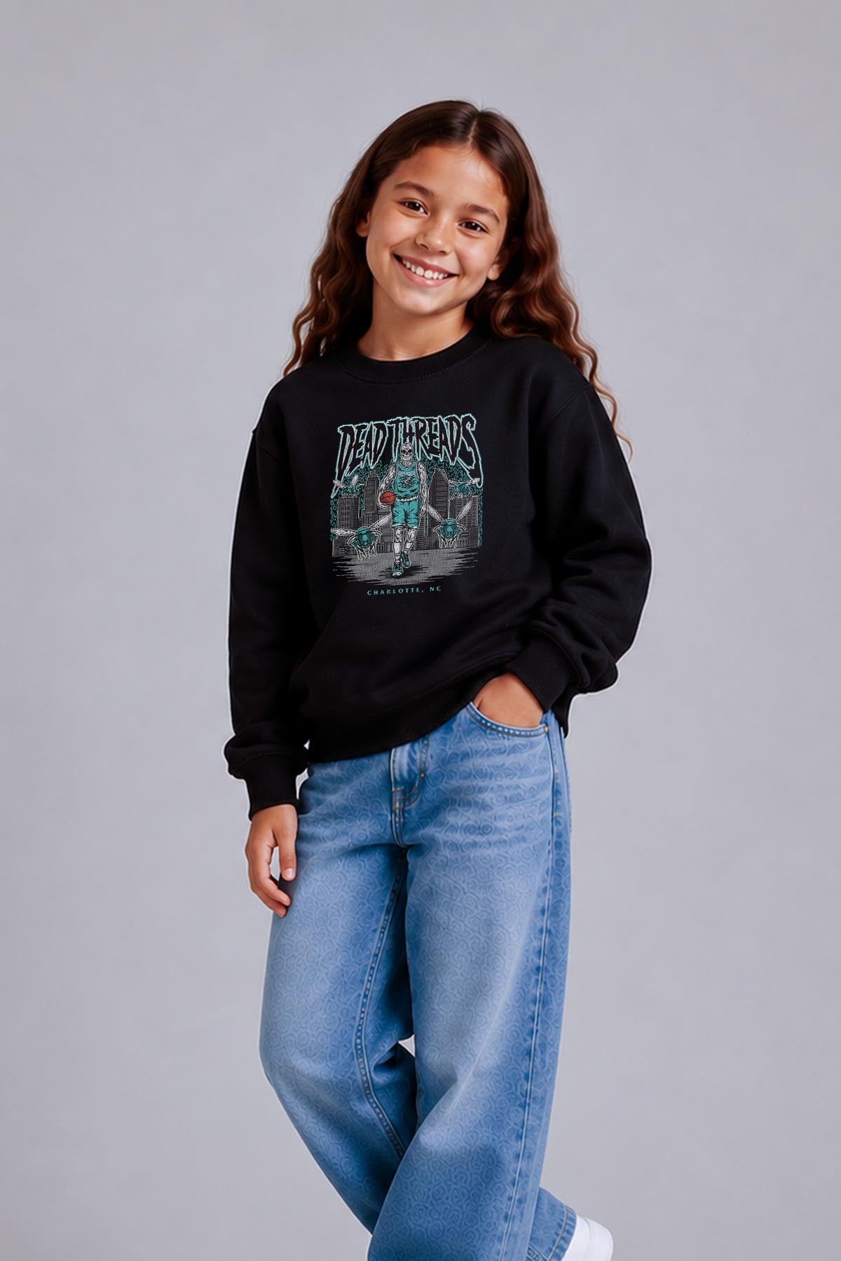 CHARLOTTE BASKETBALL - KIDS CREWNECK SWEATSHIRT – Kids clothes – Dead Threads Apparel