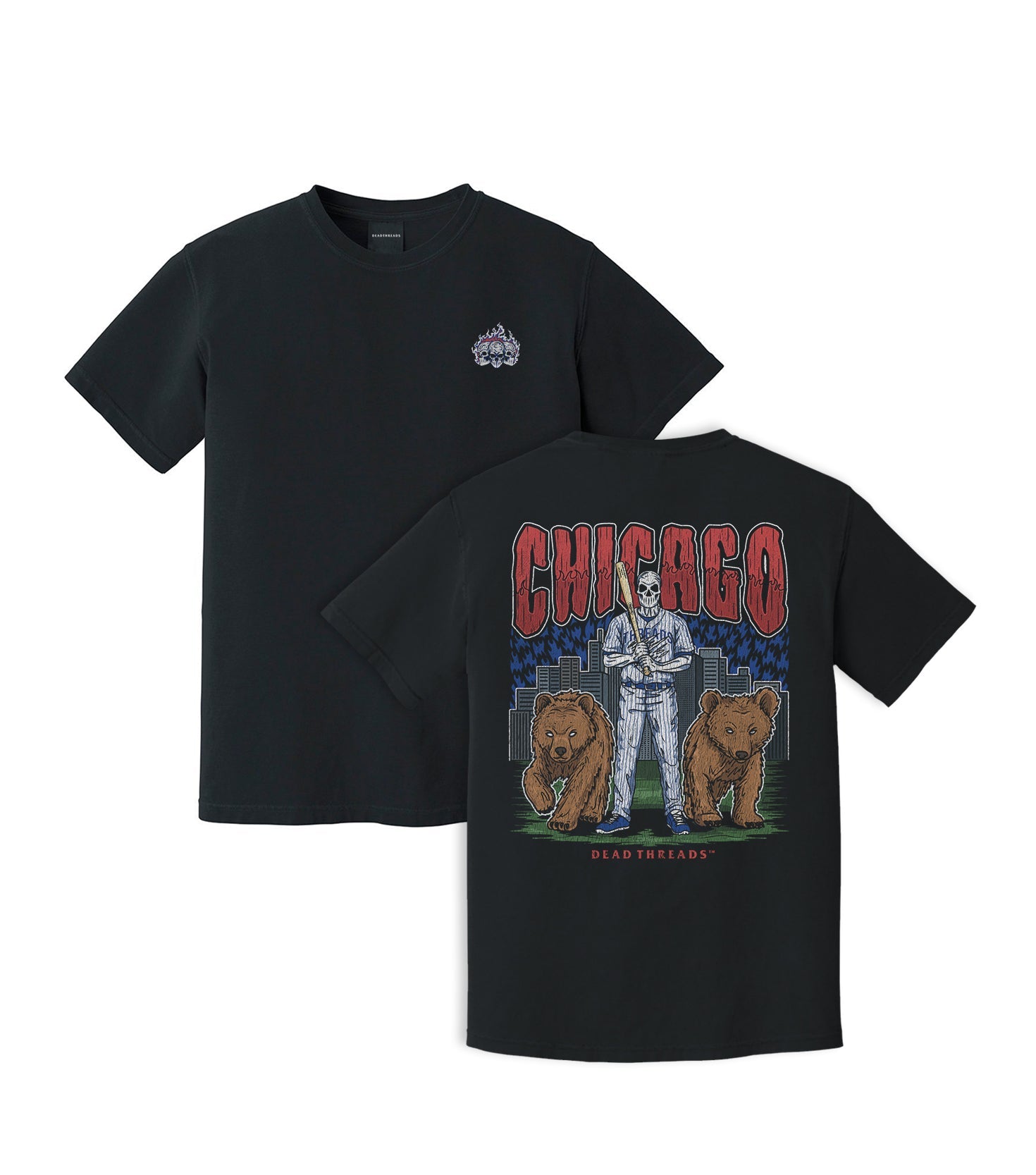 CHICAGO BASEBALL - "3 SKULL" PREMIUM SHIRT – T-Shirt – Dead Threads Apparel