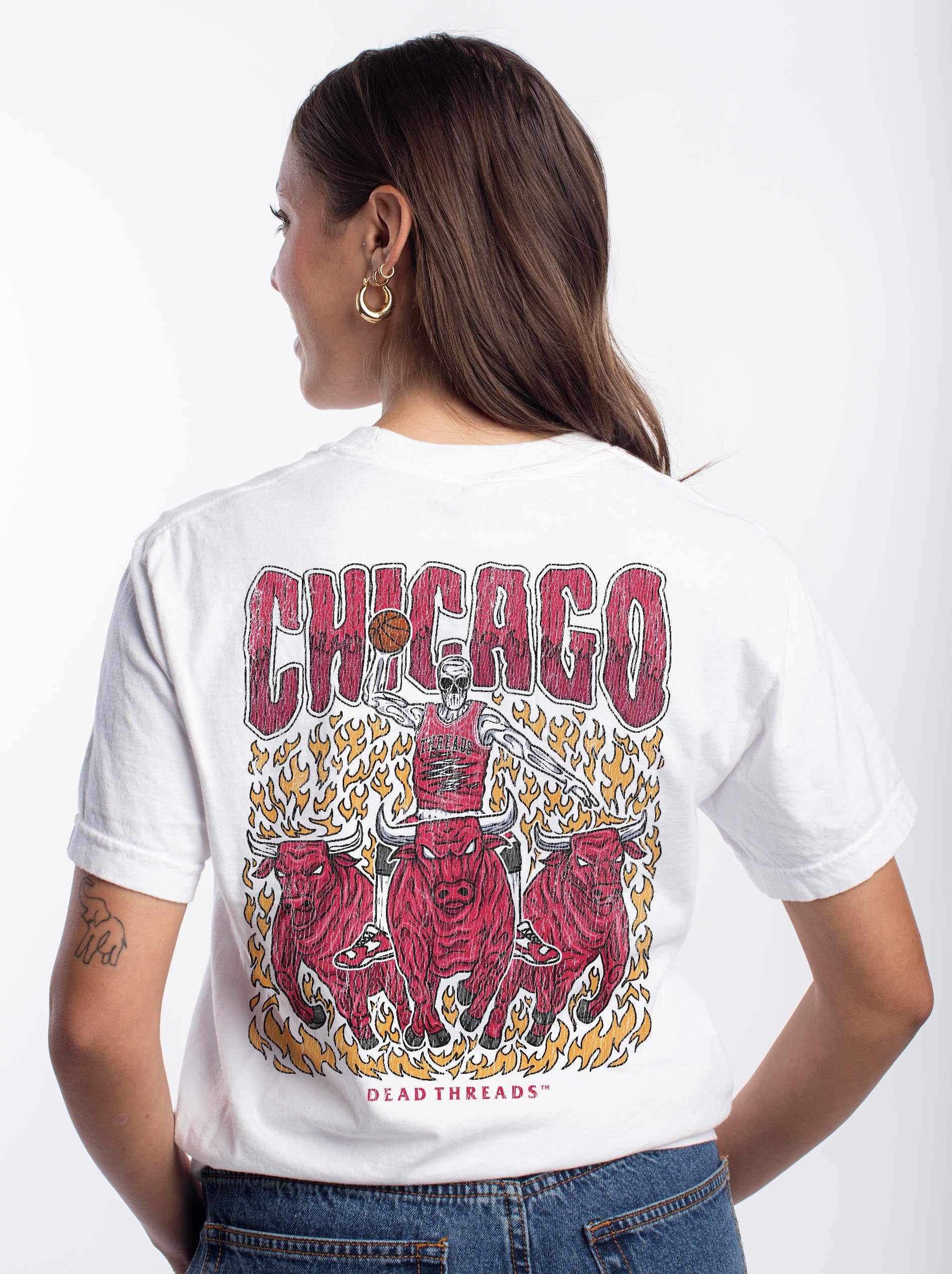 CHICAGO BASKETBALL - “3 SKULL” PREMIUM T - SHIRT – T-Shirt – Dead Threads Apparel