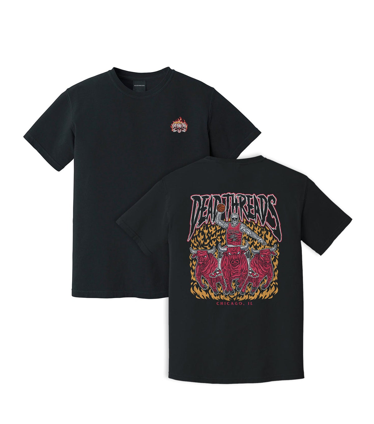 CHICAGO BASKETBALL - “3 SKULL” PREMIUM T-SHIRT – T-Shirt – Dead Threads Apparel