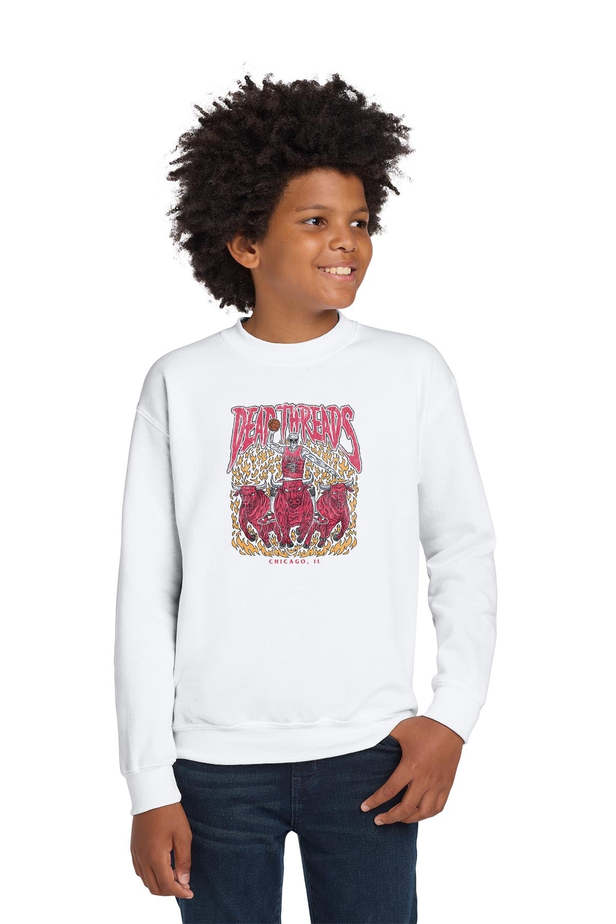 CHICAGO BASKETBALL - KIDS CREWNECK SWEATSHIRT – Kids clothes – Dead Threads Apparel