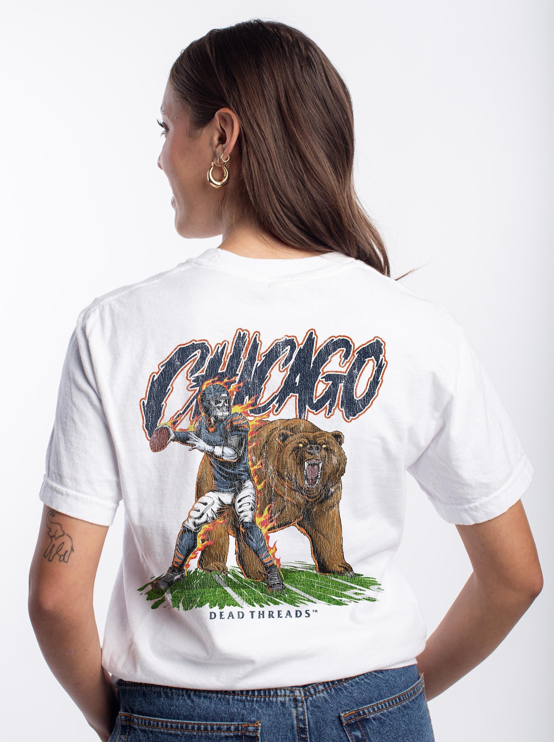 CHICAGO FOOTBALL v2 - “3 SKULL” PREMIUM T - SHIRT – T-Shirt – Dead Threads Apparel