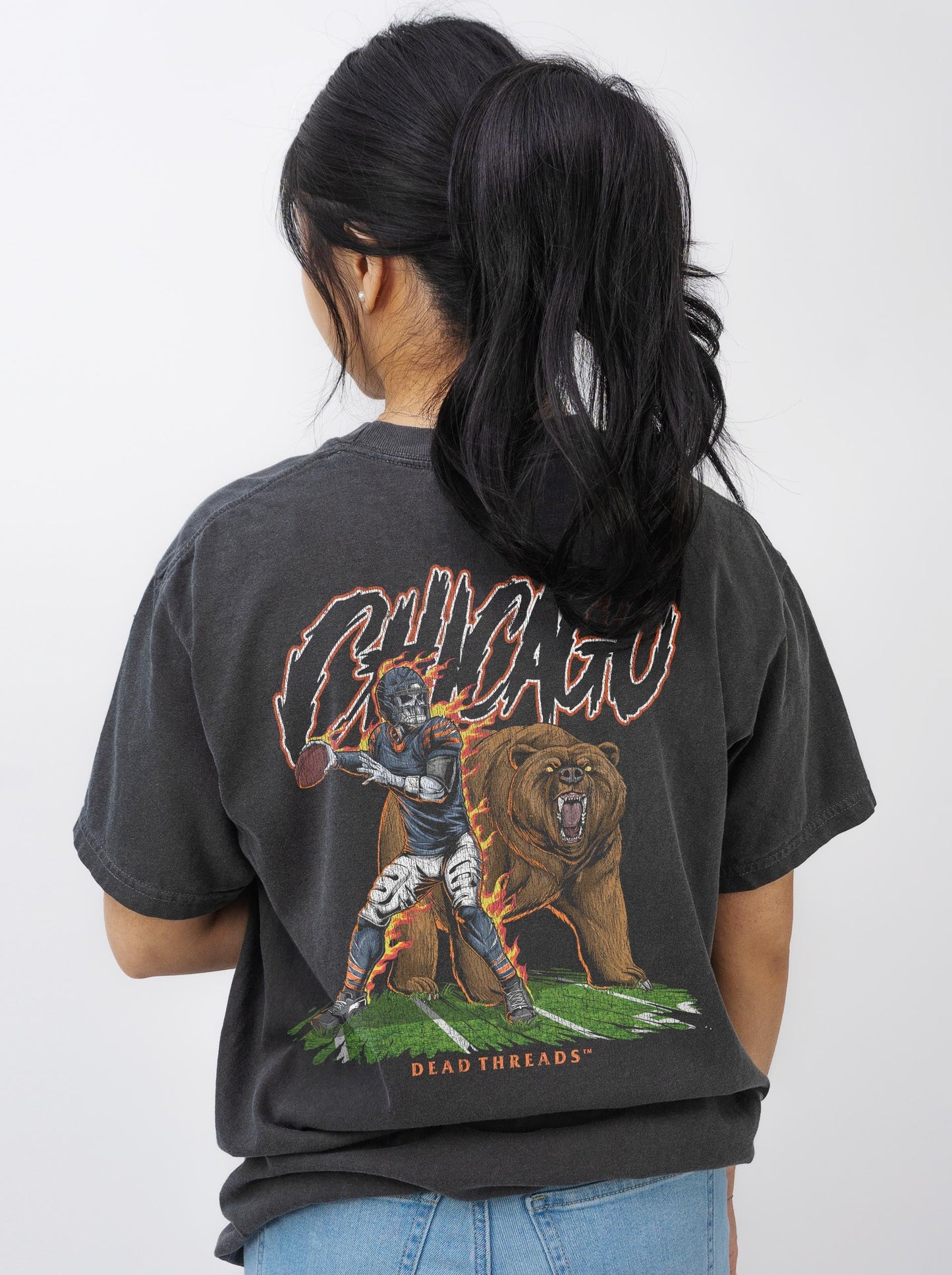CHICAGO FOOTBALL v2 - “3 SKULL” PREMIUM T - SHIRT – T-Shirt – Dead Threads Apparel