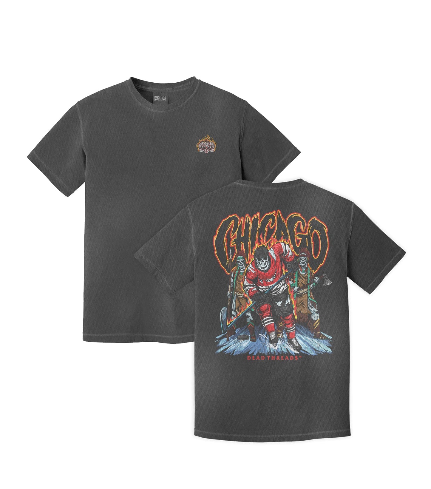 CHICAGO HOCKEY - “3 SKULL” PREMIUM T - SHIRT – T-Shirt – Dead Threads Apparel