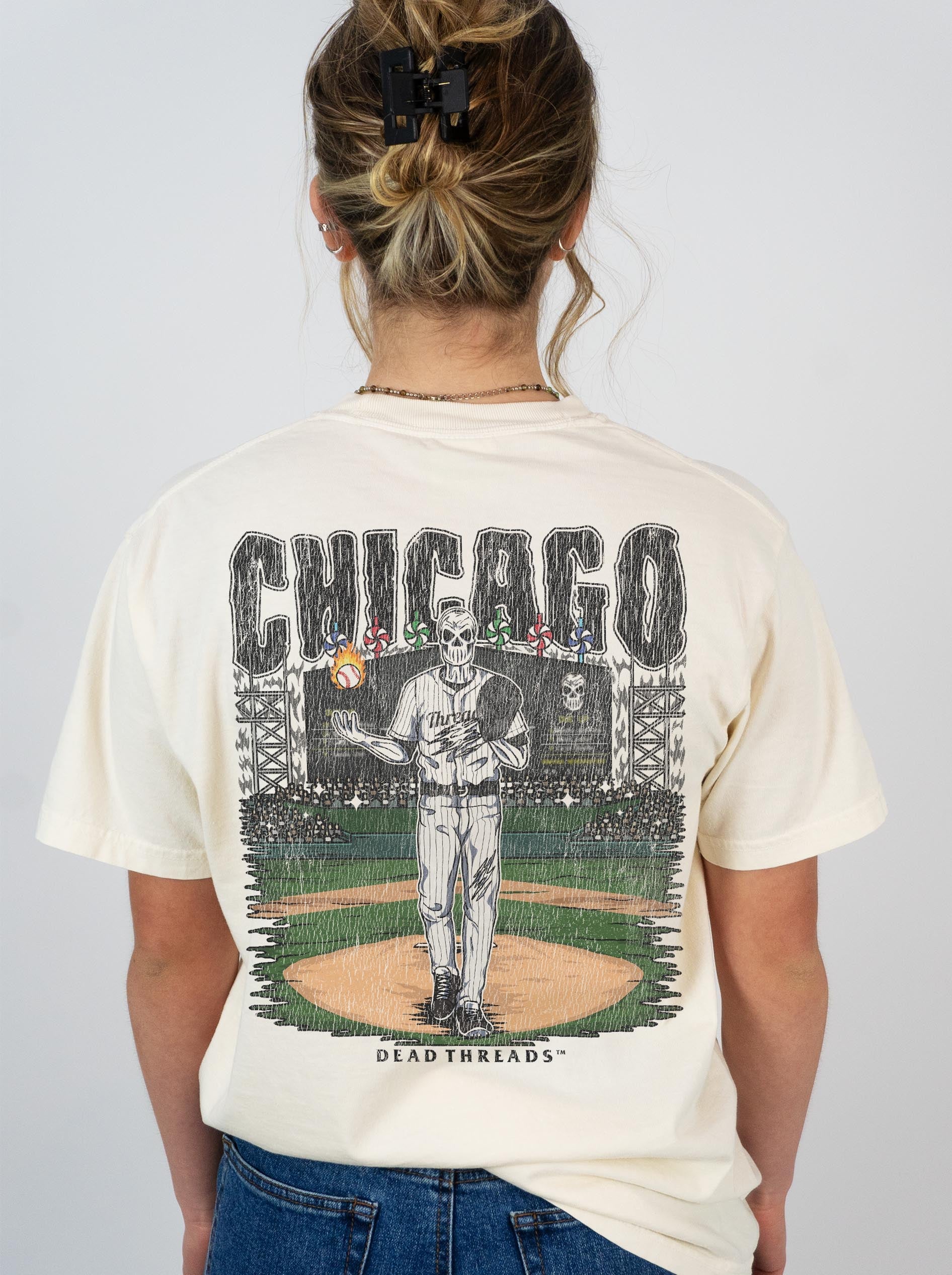 CHICAGO "SOUTH SIDE" BASEBALL - “3 SKULL” PREMIUM T - SHIRT – T-Shirt – Dead Threads Apparel