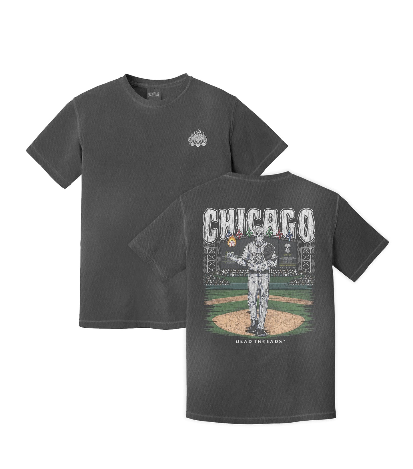 CHICAGO "SOUTH SIDE" BASEBALL - “3 SKULL” PREMIUM T - SHIRT – T-Shirt – Dead Threads Apparel