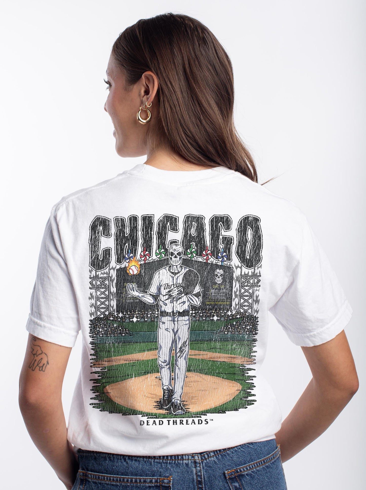 CHICAGO "SOUTH SIDE" BASEBALL - “3 SKULL” PREMIUM T - SHIRT – T-Shirt – Dead Threads Apparel