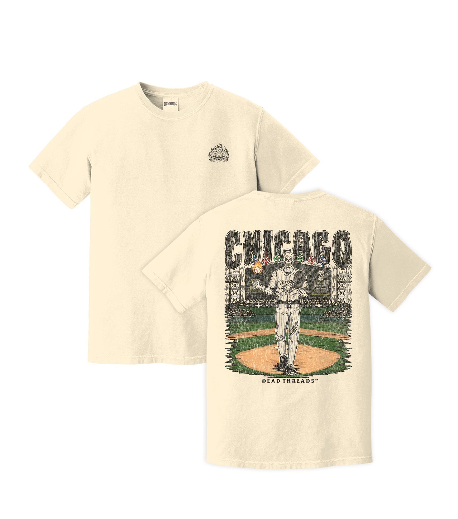 CHICAGO "SOUTH SIDE" BASEBALL - “3 SKULL” PREMIUM T - SHIRT – T-Shirt – Dead Threads Apparel