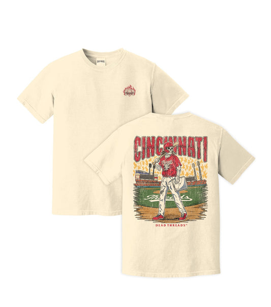CINCINNATI BASEBALL - “3 SKULL” PREMIUM T - SHIRT – T-Shirt – Dead Threads Apparel