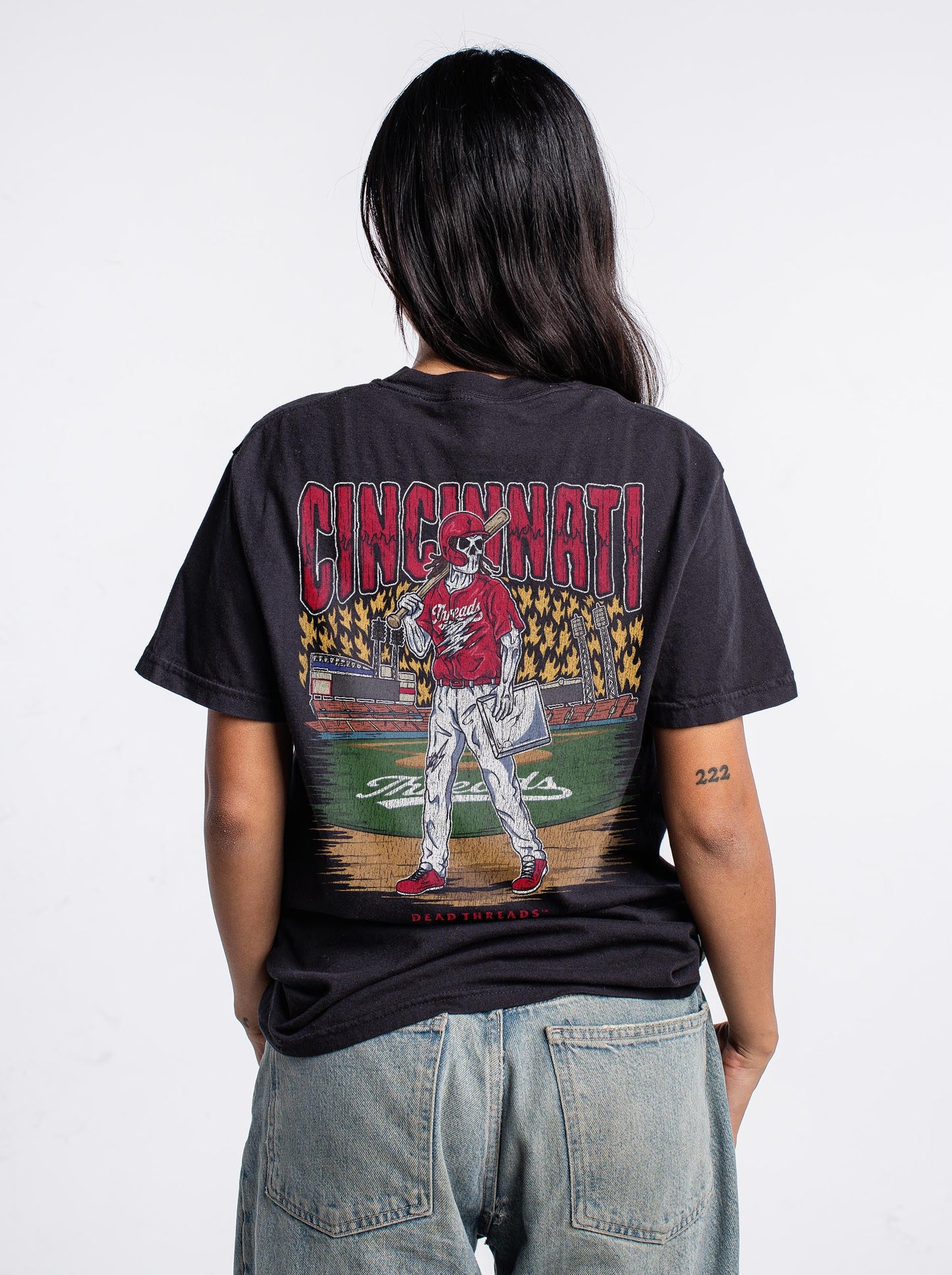 CINCINNATI BASEBALL - “3 SKULL” PREMIUM T - SHIRT – T-Shirt – Dead Threads Apparel
