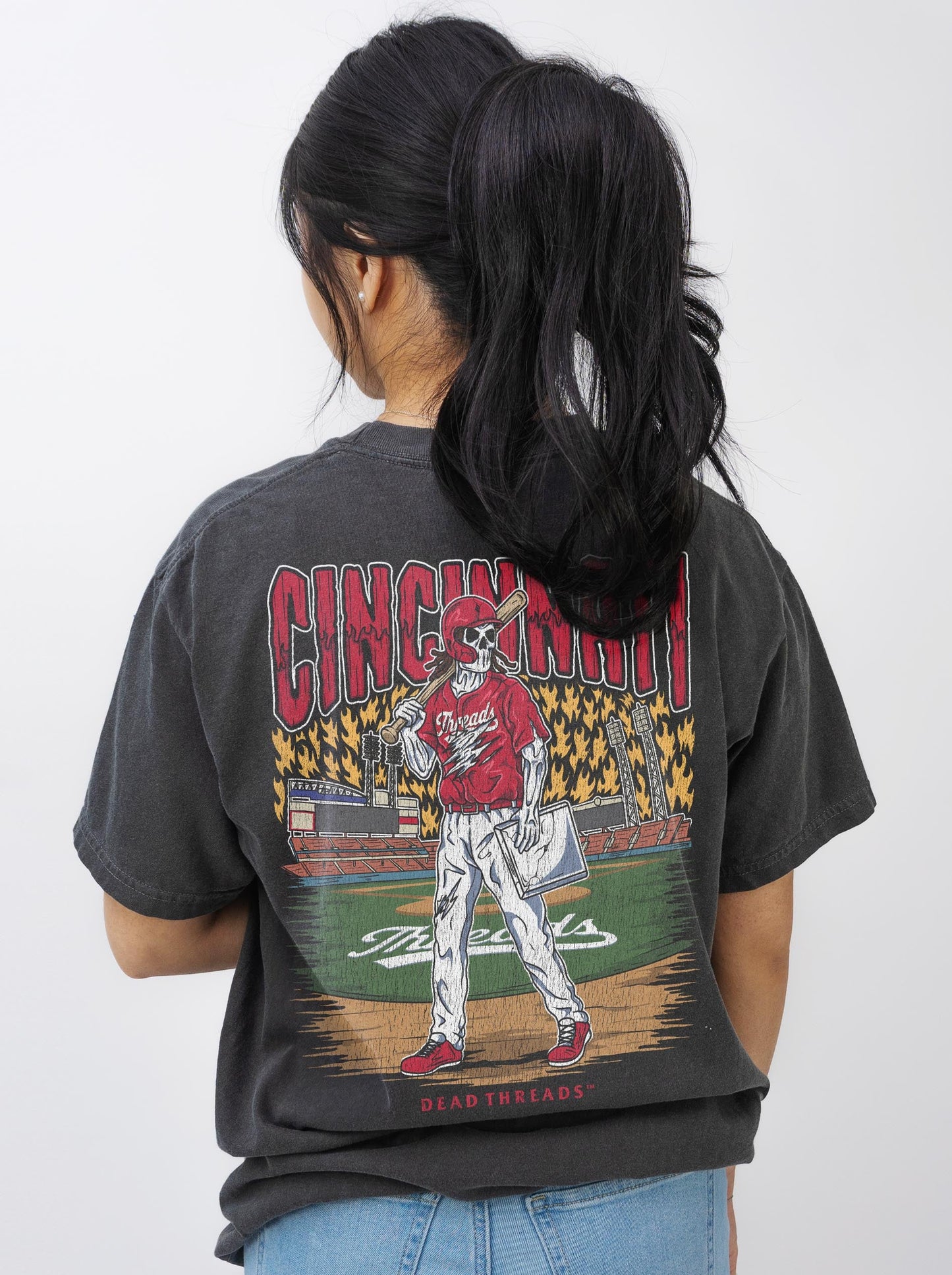 CINCINNATI BASEBALL - “3 SKULL” PREMIUM T - SHIRT – T-Shirt – Dead Threads Apparel
