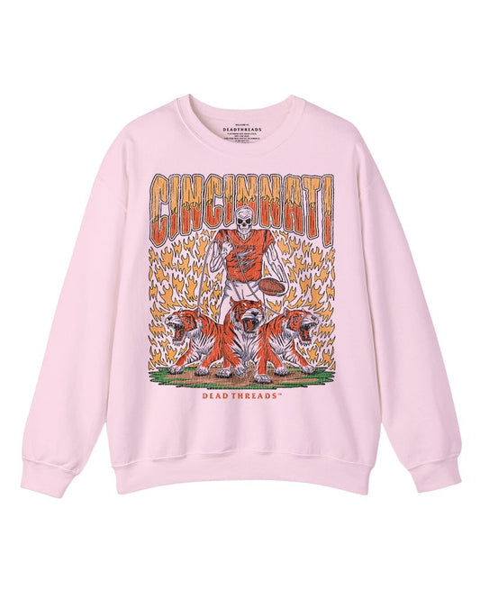 CINCINNATI FOOTBALL v1 CREWNECK SWEATSHIRT - PINK – Sweatshirt – Dead Threads Apparel