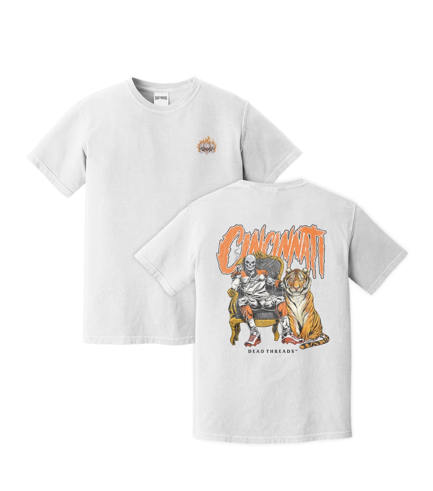 CINCINNATI FOOTBALL v2 - “3 SKULL” PREMIUM T - SHIRT – T-Shirt – Dead Threads Apparel