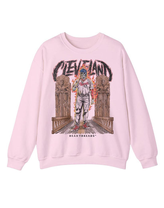 CLEVELAND BASEBALL CREWNECK SWEATSHIRT - PINK – Sweatshirt – Dead Threads Apparel