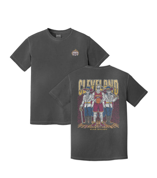 CLEVELAND BASKETBALL - “3 SKULL” PREMIUM T - SHIRT – T-Shirt – Dead Threads Apparel