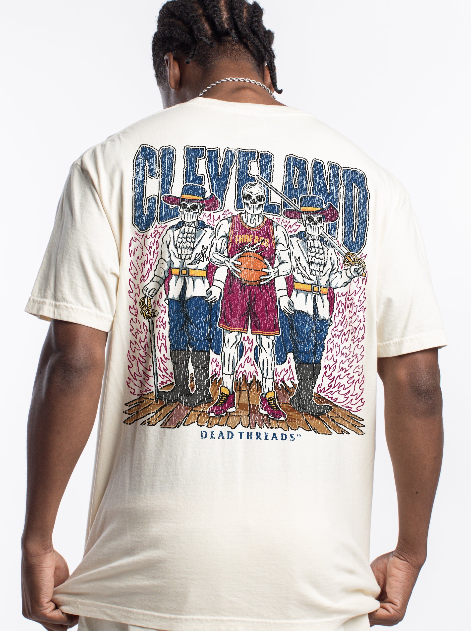 CLEVELAND BASKETBALL - “3 SKULL” PREMIUM T - SHIRT – T-Shirt – Dead Threads Apparel