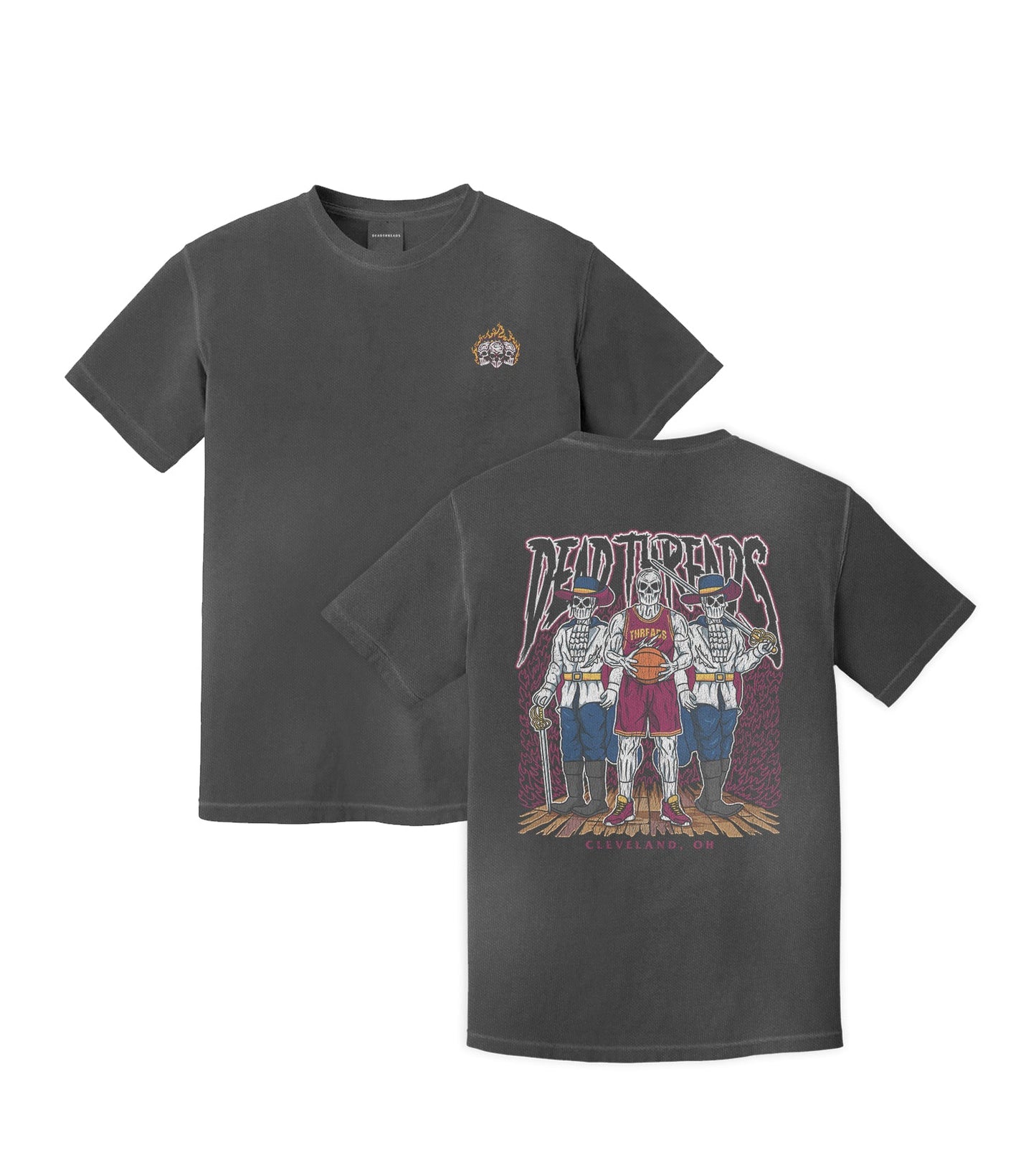 CLEVELAND BASKETBALL - “3 SKULL” PREMIUM T-SHIRT – T-Shirt – Dead Threads Apparel