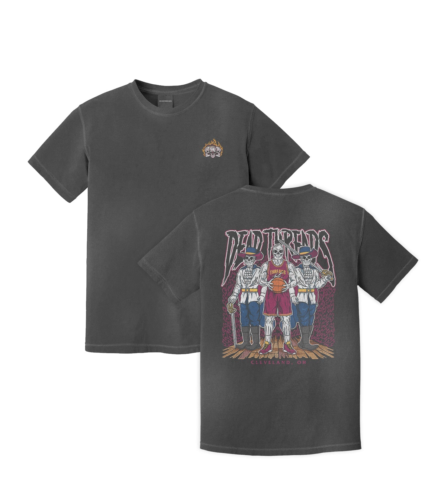 CLEVELAND BASKETBALL - “3 SKULL” PREMIUM T-SHIRT – T-Shirt – Dead Threads Apparel