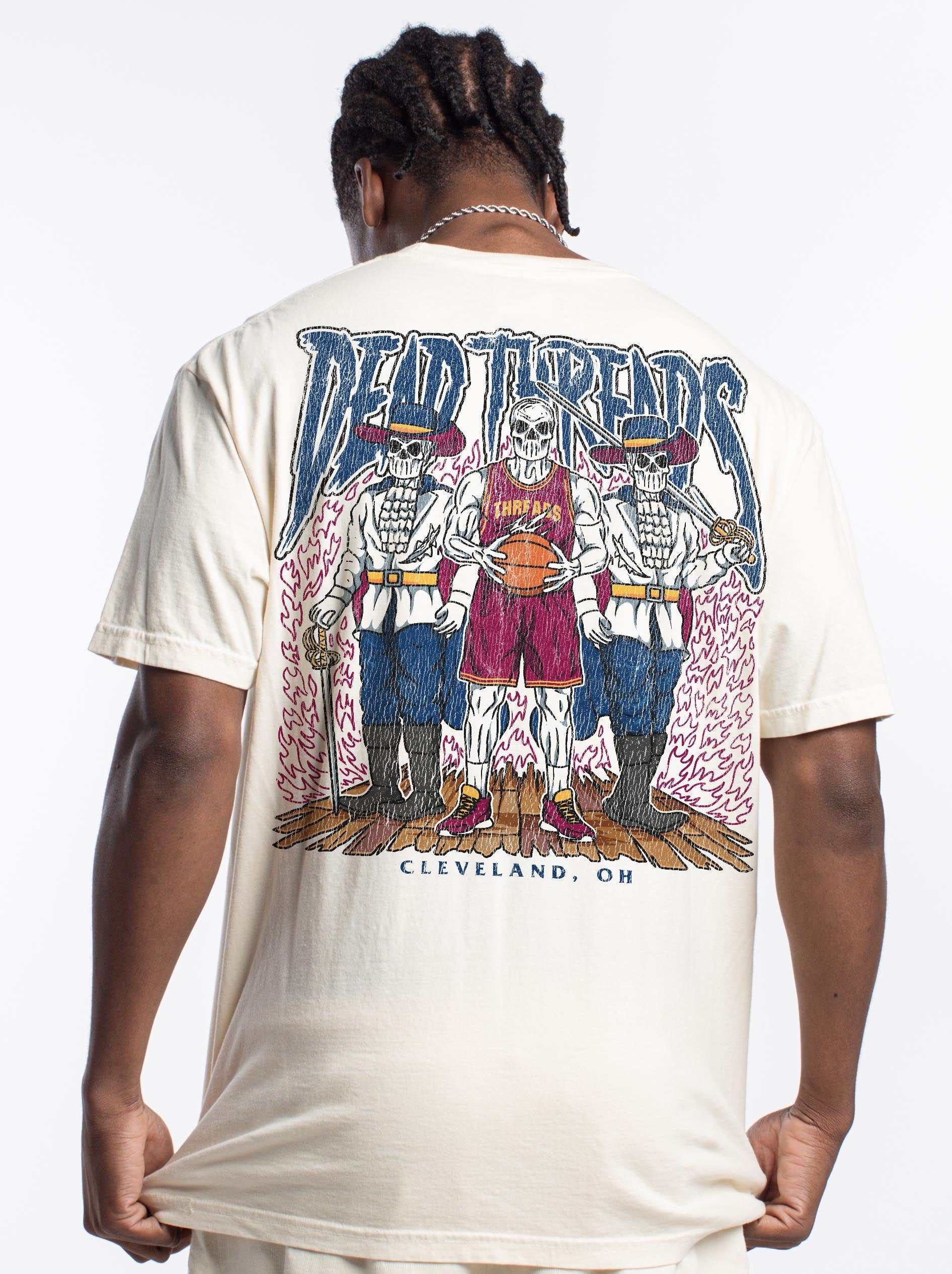 CLEVELAND BASKETBALL - “3 SKULL” PREMIUM T-SHIRT – T-Shirt – Dead Threads Apparel