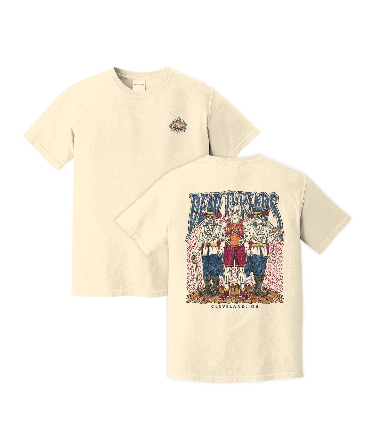 CLEVELAND BASKETBALL - “3 SKULL” PREMIUM T-SHIRT – T-Shirt – Dead Threads Apparel
