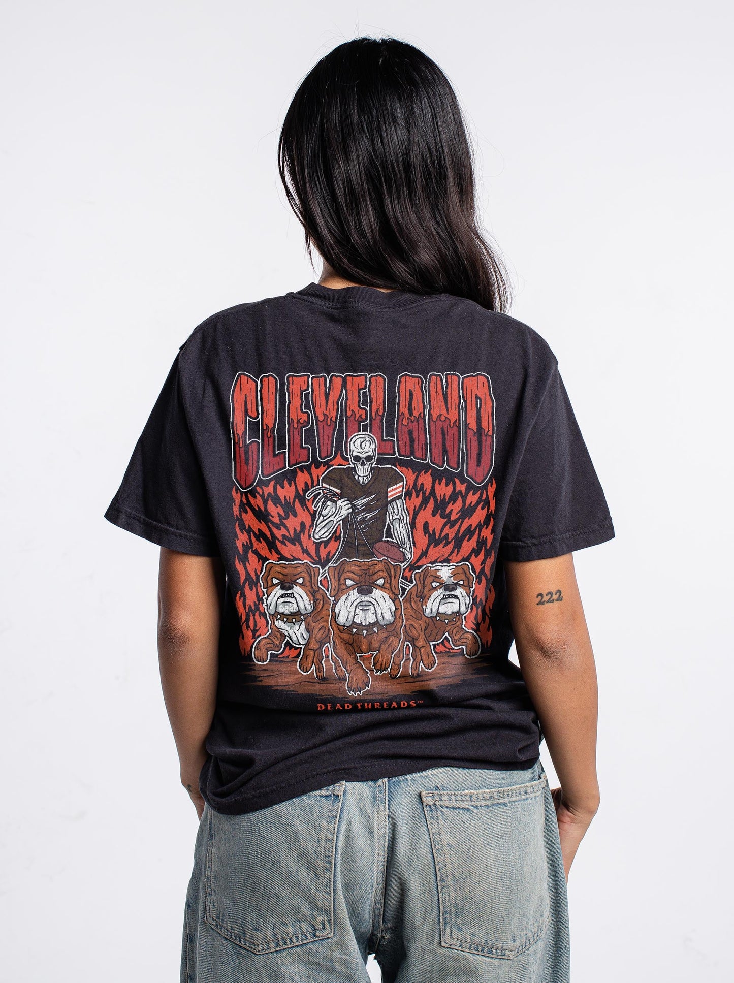 CLEVELAND FOOTBALL - “3 SKULL” PREMIUM T - SHIRT – T-Shirt – Dead Threads Apparel