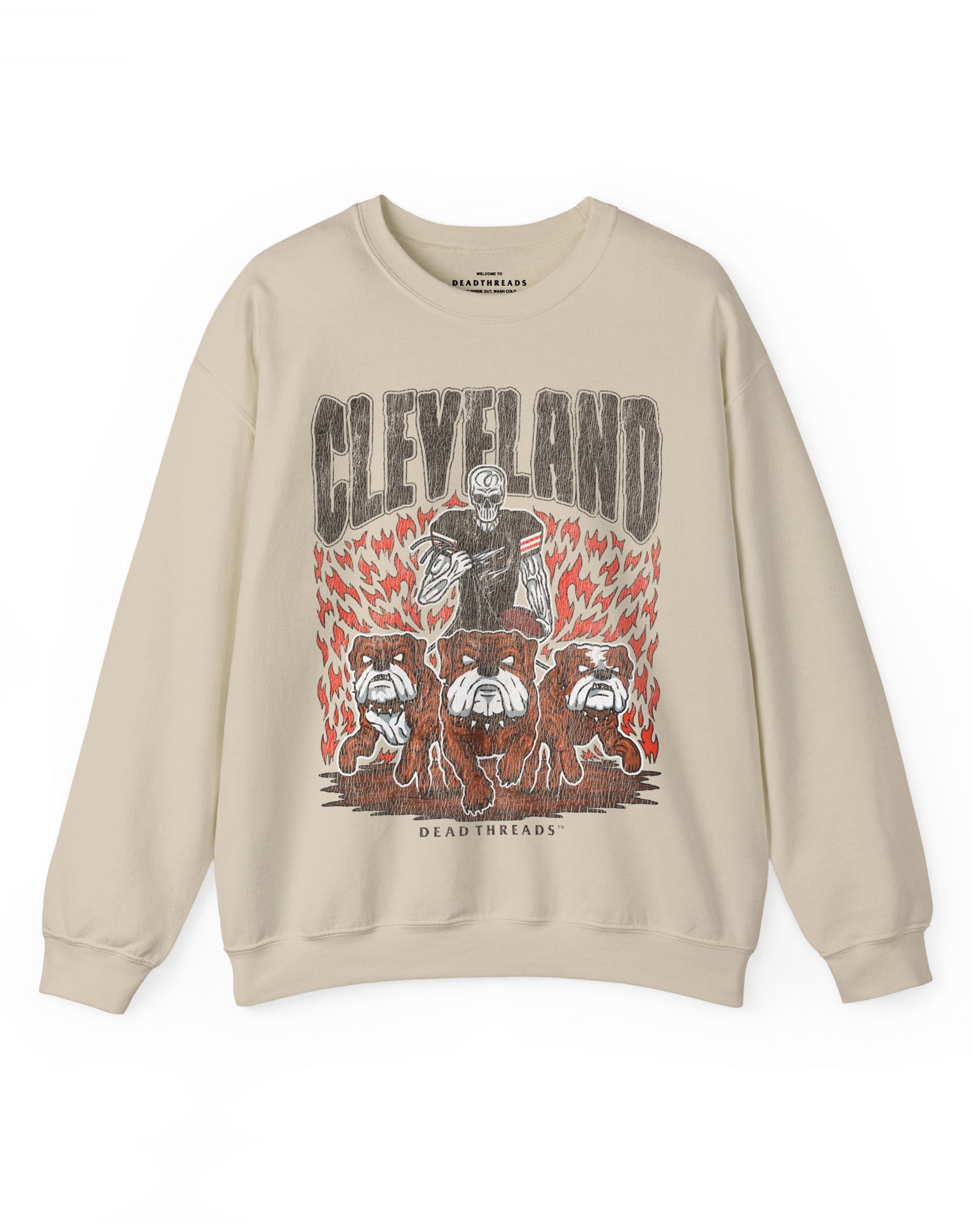 CLEVELAND FOOTBALL CREWNECK SWEATSHIRT - DEAD THREADS – Dead