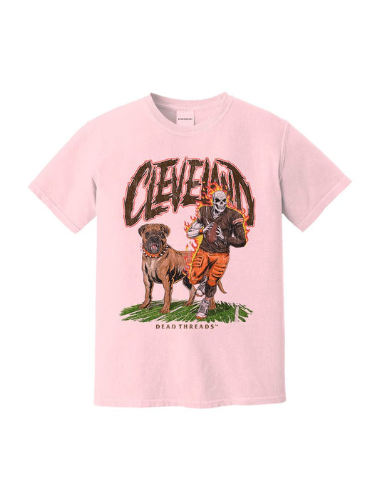 CLEVELAND FOOTBALL v2 - PINK – T-Shirt – Dead Threads Apparel