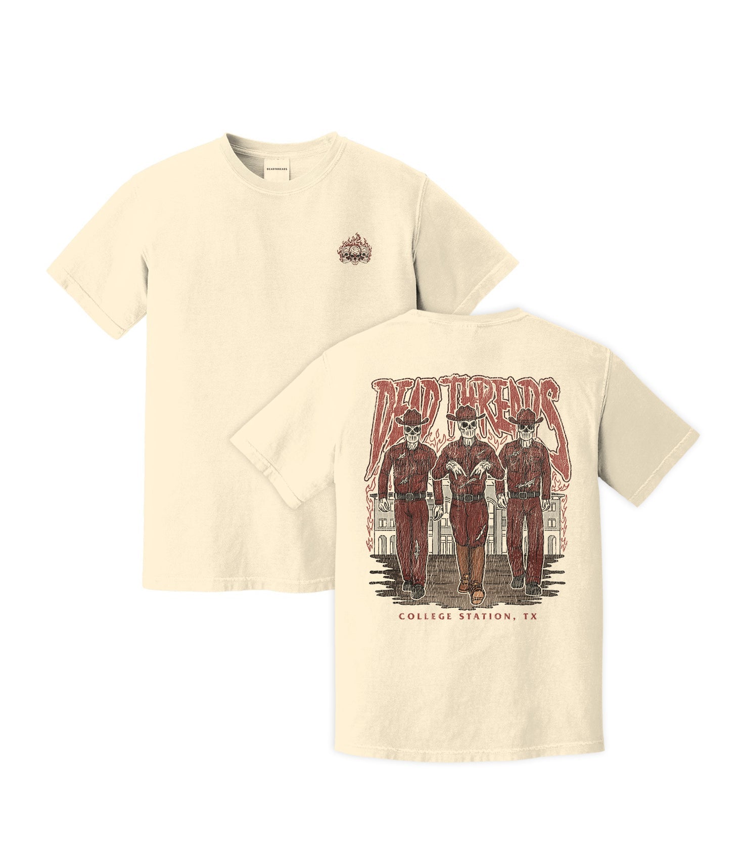 COLLEGE STATION - “3 SKULL” PREMIUM T - SHIRT – T-Shirt – Dead Threads Apparel