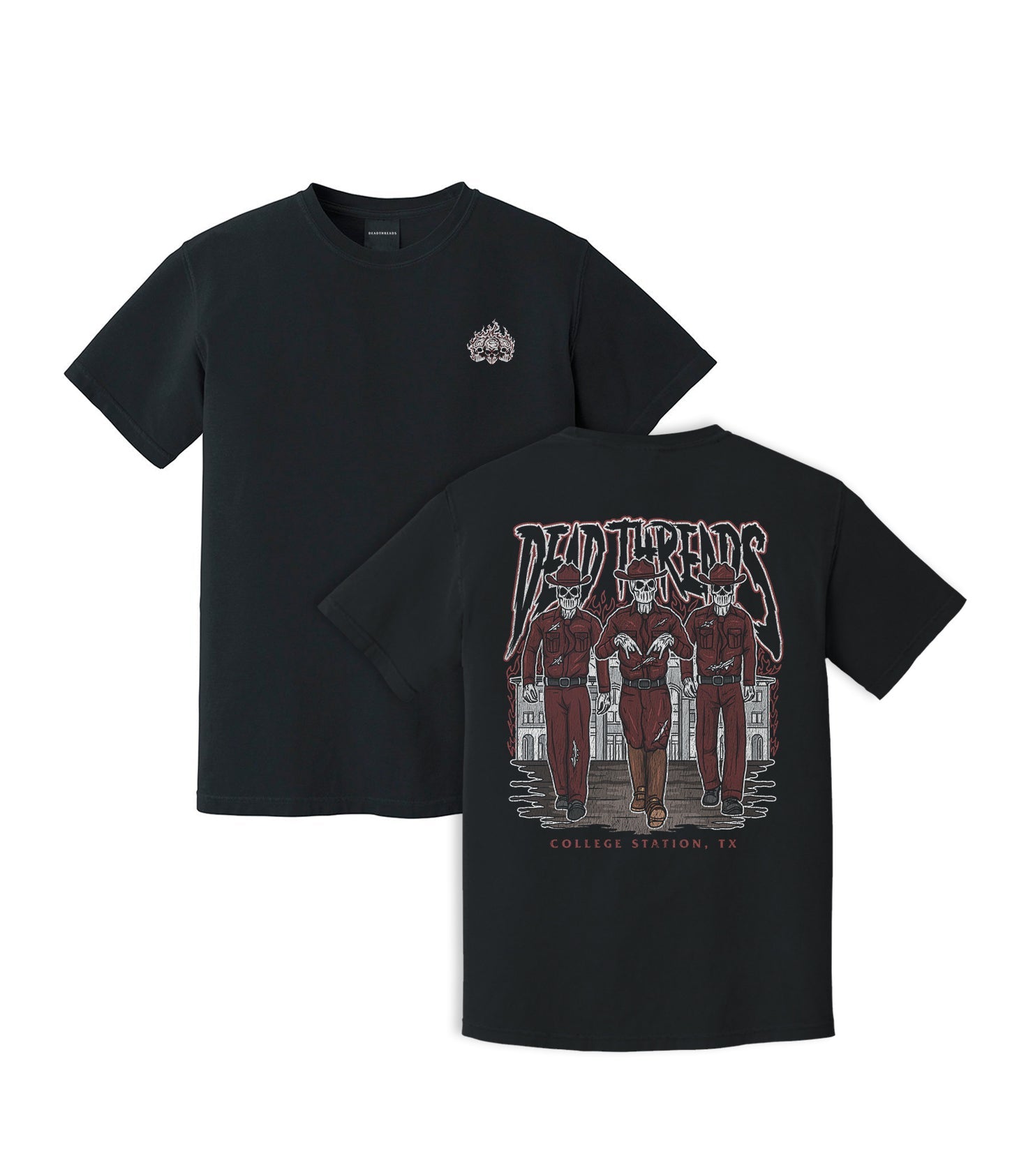 COLLEGE STATION - “3 SKULL” PREMIUM T - SHIRT – T-Shirt – Dead Threads Apparel