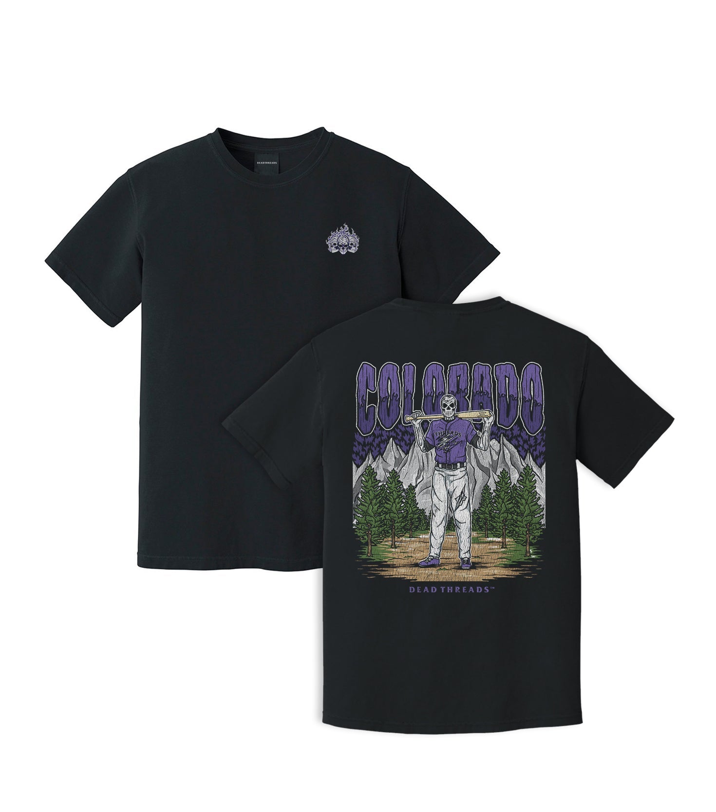 COLORADO BASEBALL - "3 SKULL" PREMIUM SHIRT – T-Shirt – Dead Threads Apparel