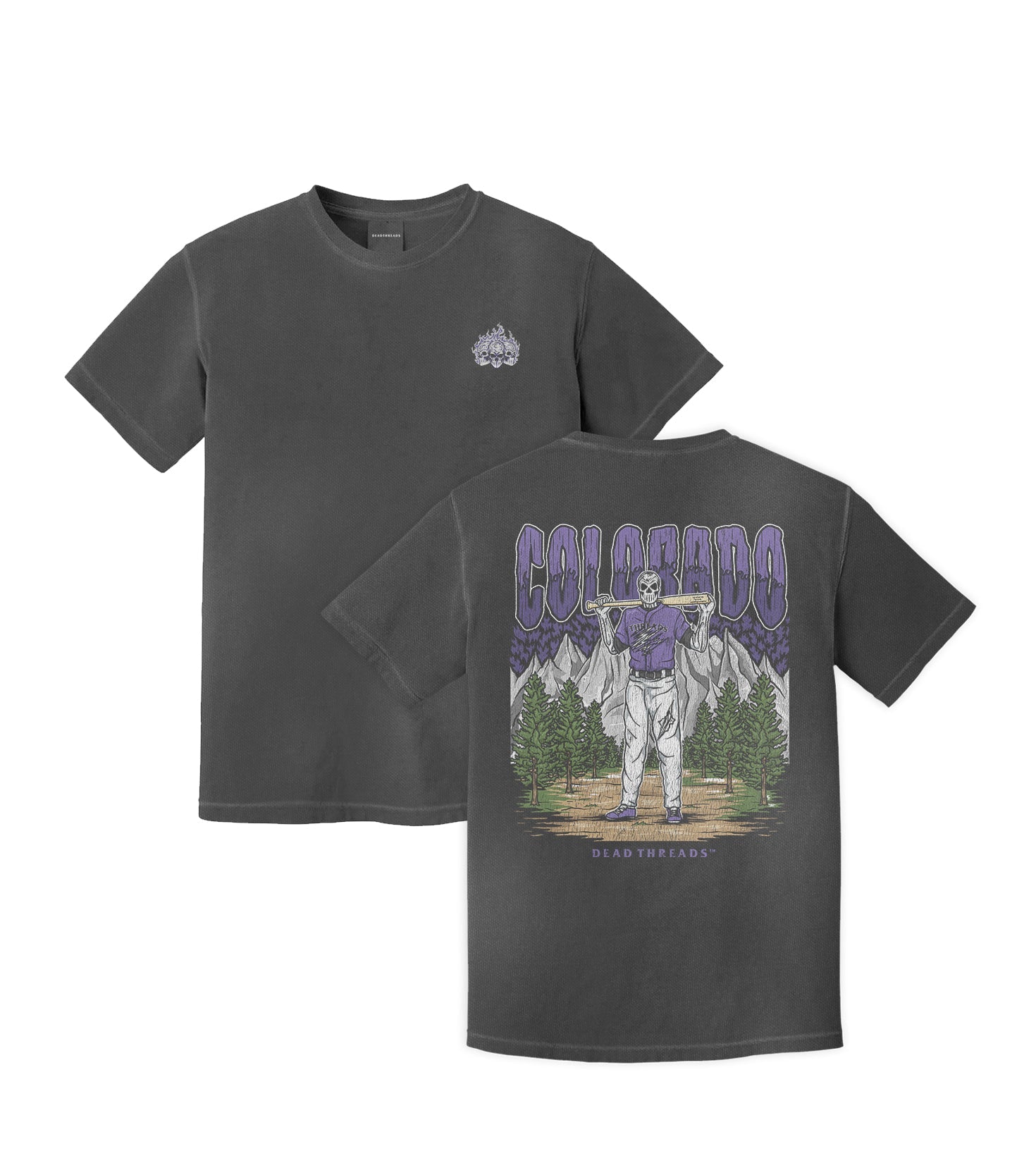 COLORADO BASEBALL - "3 SKULL" PREMIUM SHIRT – T-Shirt – Dead Threads Apparel
